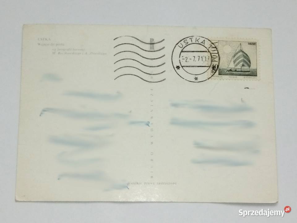 Pocztówka z Ustki z 1971r Znaczek Dąbrowa Górnicza