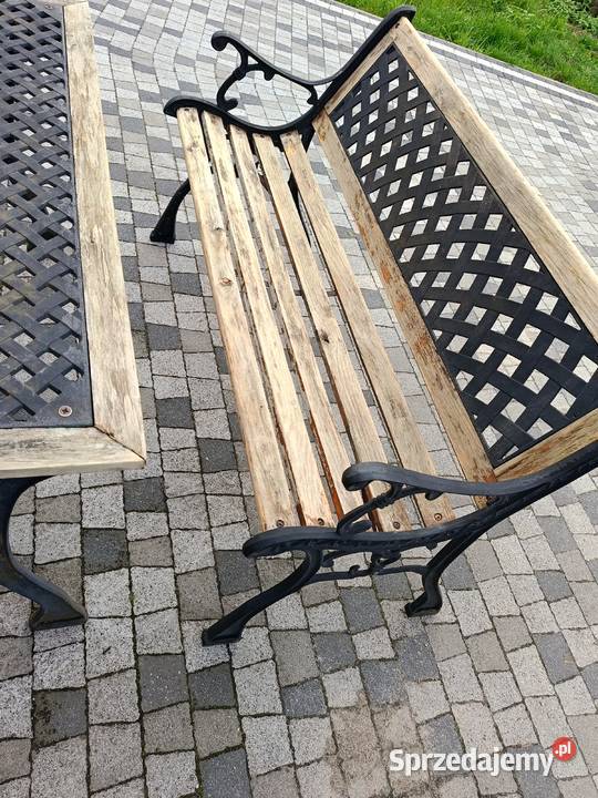Zestaw ogrodowy żeliwny ciężki przed renowacją metal Lipno