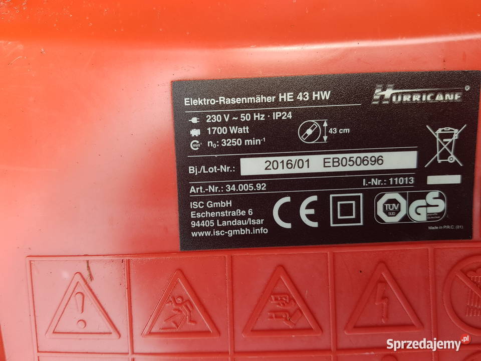 Kosiarka elektryczna Hurricane HE 43 HW 1700W dolnośląskie Milicz