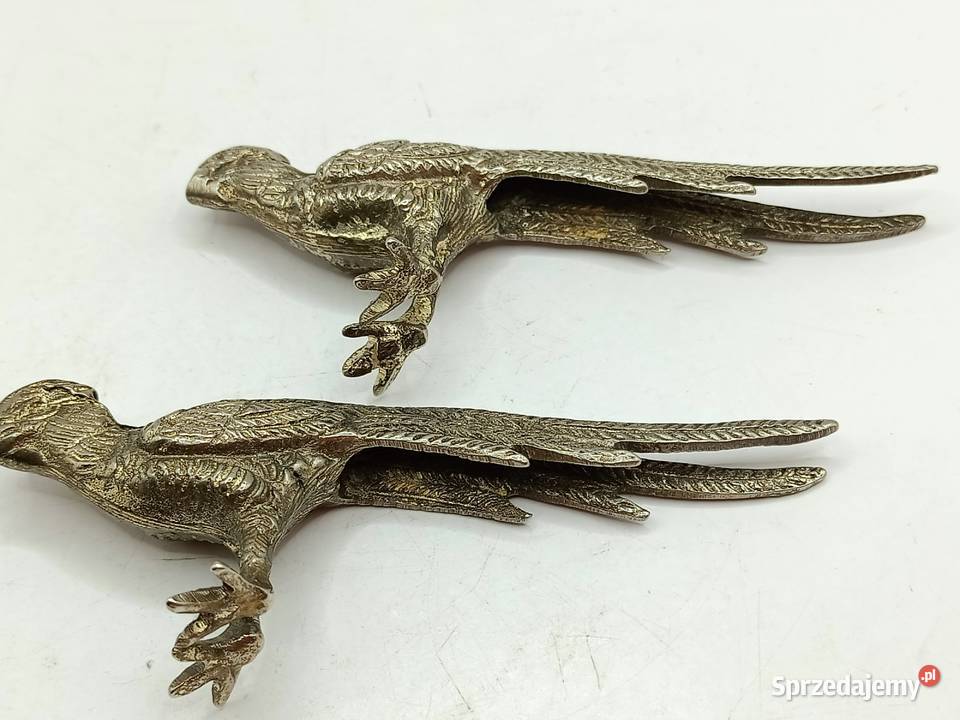 Dwa metalowe ptaki koguty bażanty na spacerze Zamość