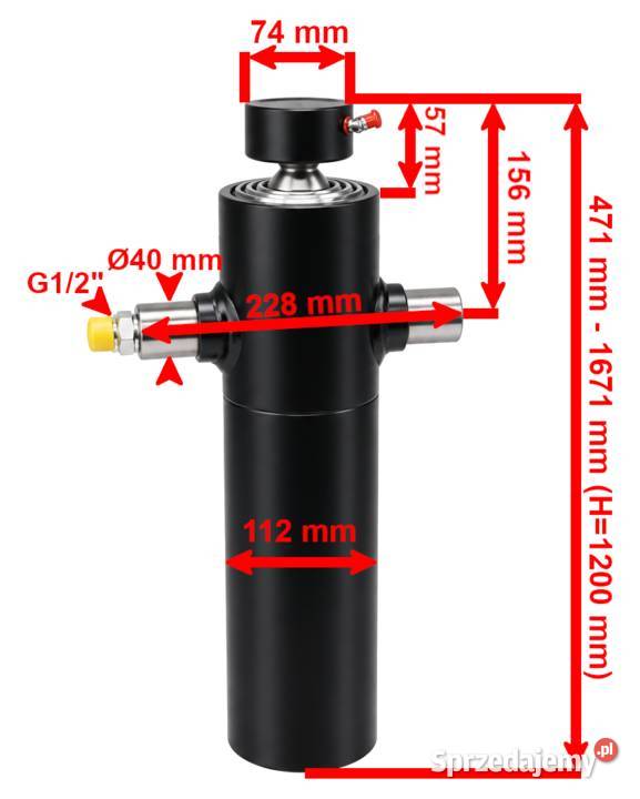SIŁOWNIK HYDRAULICZNY WYWROTU PRZYCZEPY 6T 1200