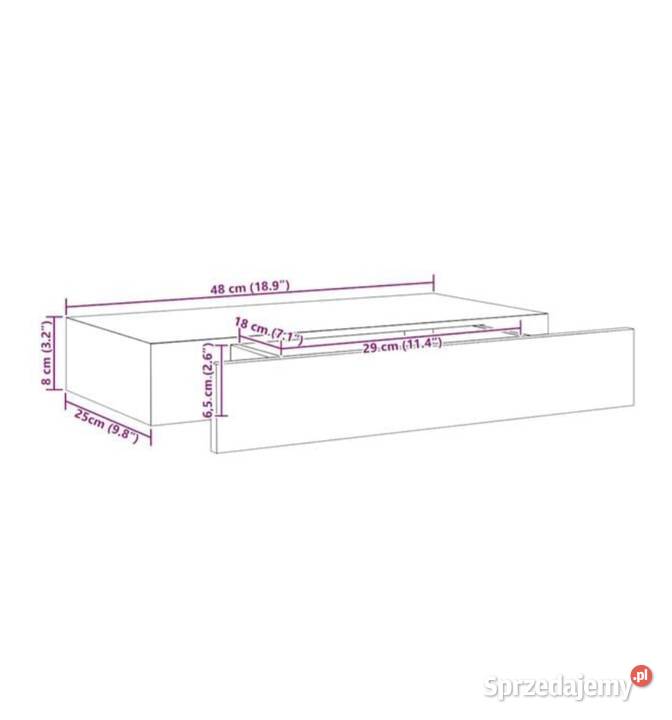 Wisząca półka ścienna z szufladą czarna śląskie Poręba