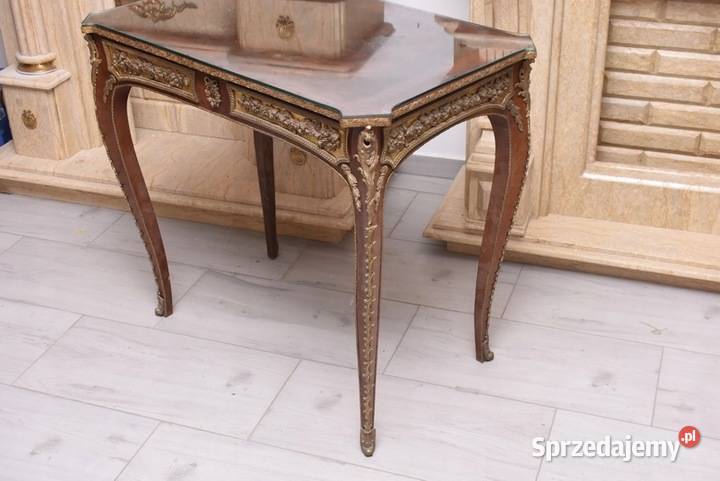 Drewniany Stolik Francuski z Szybą Stół Biurko Kraków