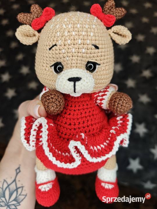 Maskotka jeleńek na szydełku brązowy/beżowy Szczecin