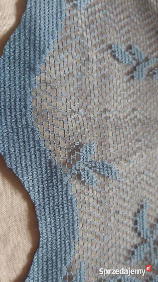 Firana niebieska w róże 100x200 żakard