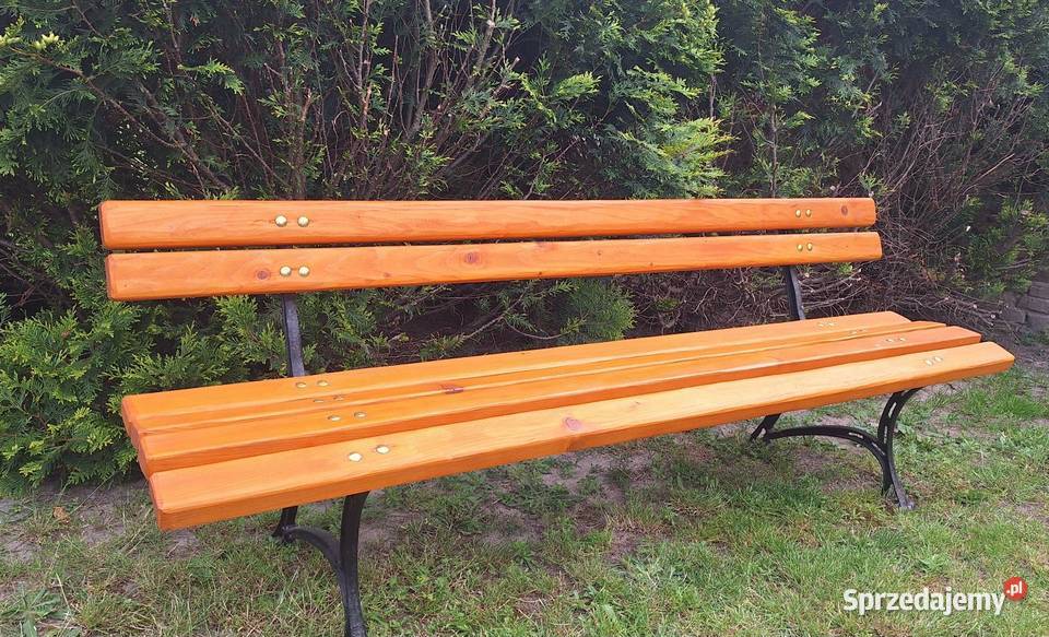 Ławka ogrodowa 200 grube deski żeliwne nogi styl Radzyń Podlaski