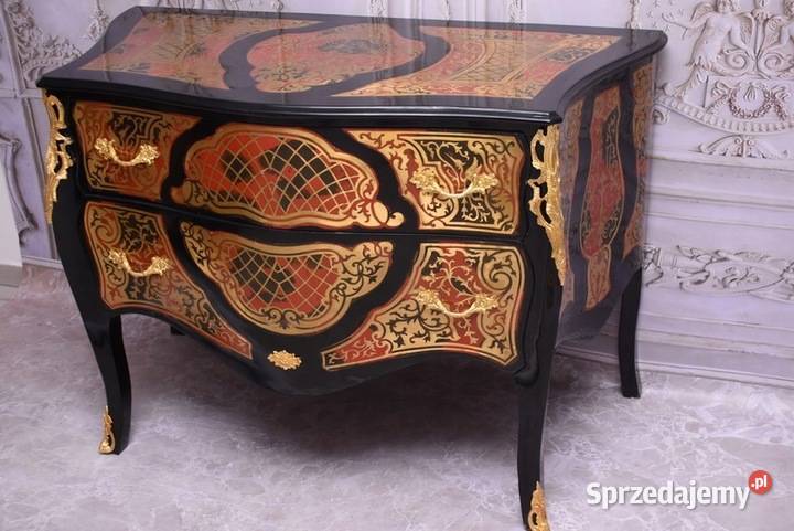 Komoda Szafa Boulle Liczne Zdobienia Drewno Brąz Kraków