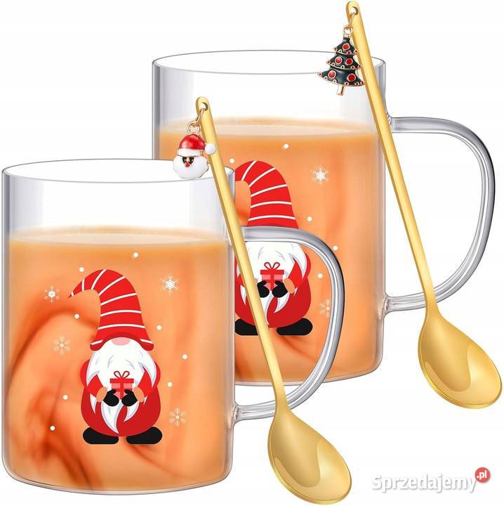 Kubki szklanki z łyżeczkami na Boże Narodzenie Myszyniec