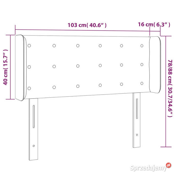 Zagłówek do łóżka z LED ciemnoszary 103x16x7888 mazowieckie Warszawa
