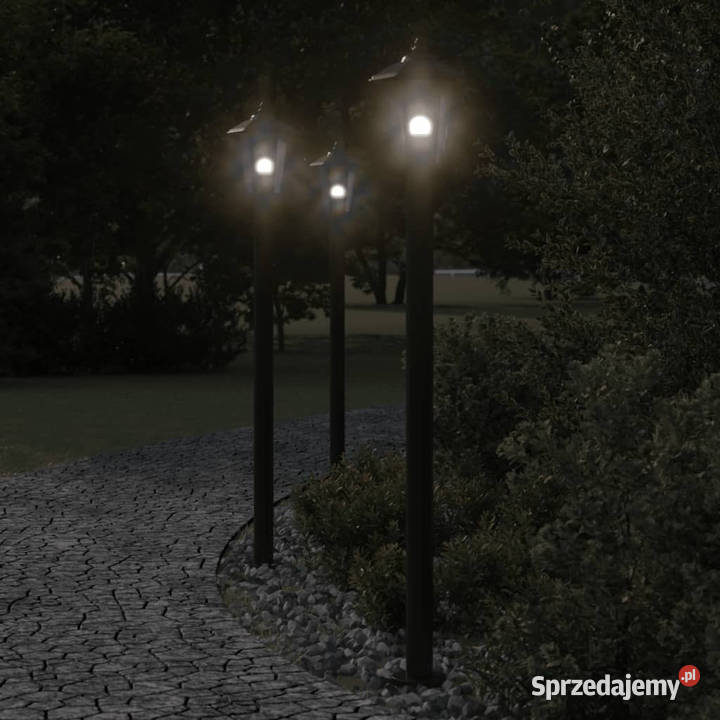 Lampy ogrodowe na słupku 3 czarne 120 stal Warszawa sprzedam