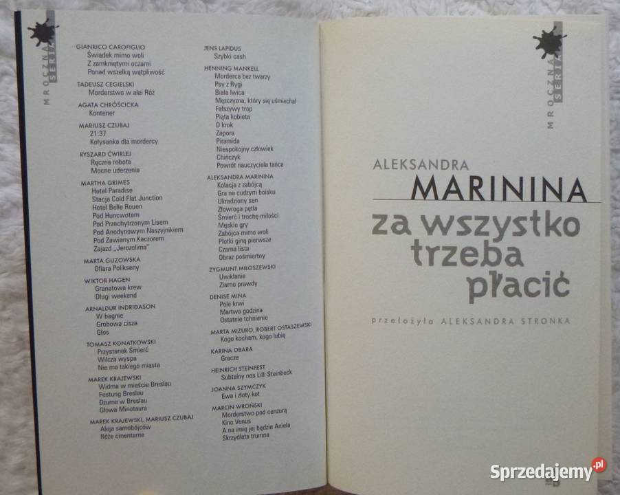 wszystko trzeba płacić Aleksandra Marinina miękka Warszawa