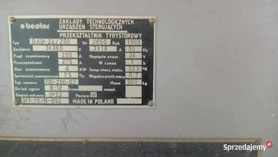 Prostownik 24V 250A BESTER BAB24250 Skierniewice