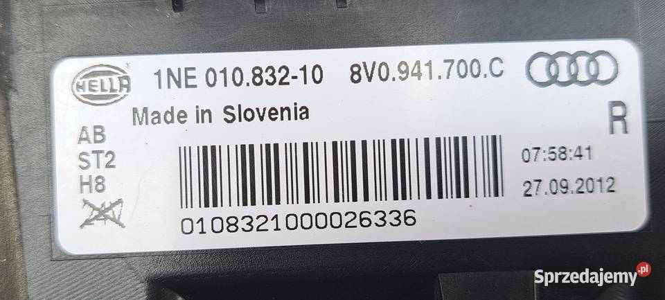 Halogen Prawy Audi A3 8V S3 20122016 Hella prawe dolnośląskie Mielęcin