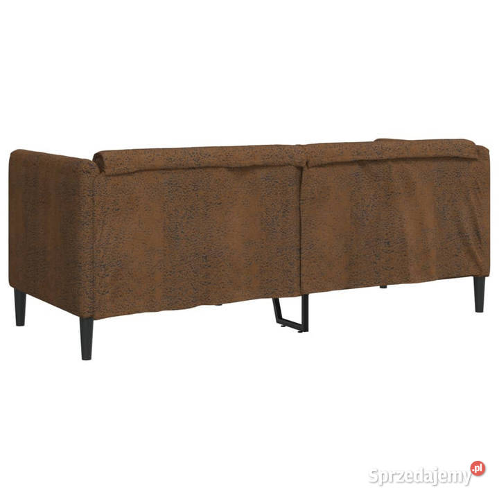Sofa 2os brązowa sztuczna skóra zamszowa