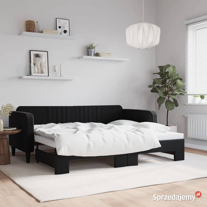 Sofa rozsuwana czarna aksamit 90x200 WM3197067 Warszawa