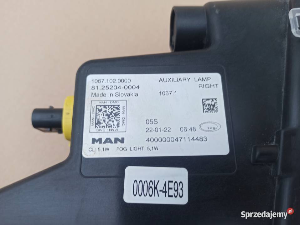 MAN TGX TGS TGM TGL HALOGEN PRAWY LED LAMPA Oświetlenie Części samochodowe Bieleń