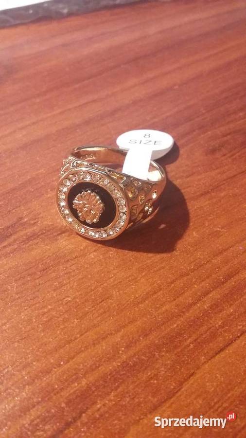 pierścionek styl Versace 18k cyrkonie Wrocław