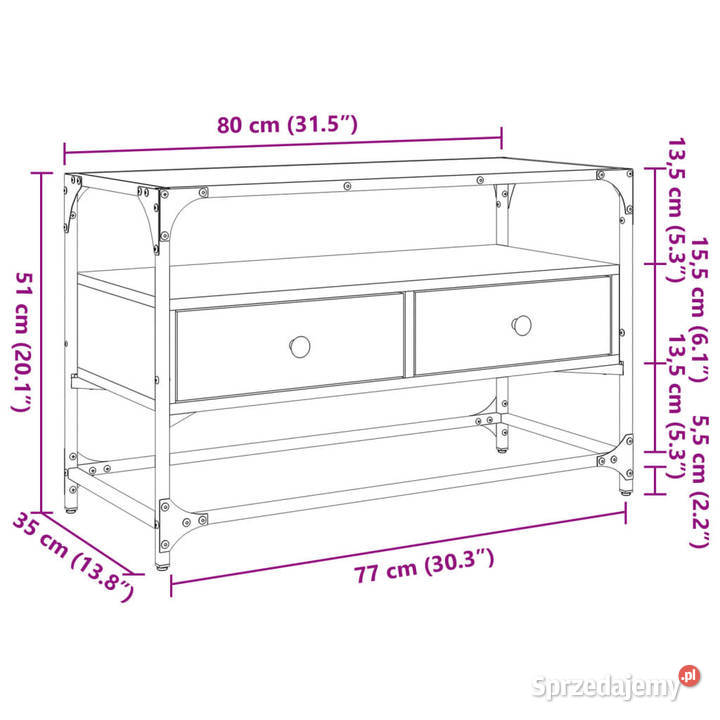 Szafka pod TV ze szklanym blatem czarna 80x35x51 Warszawa sprzedam