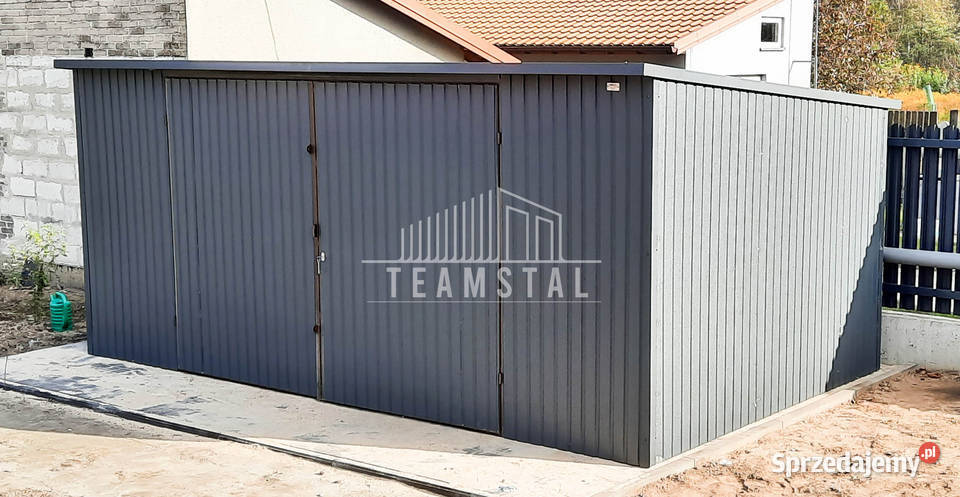 GARAŻ BLASZANY 6m x 5m spad tył Brama antracyt Piła