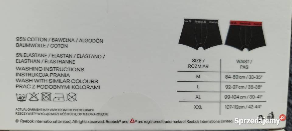 REEBOK bokserki męskie 2pak rozmiar XL 99104 95