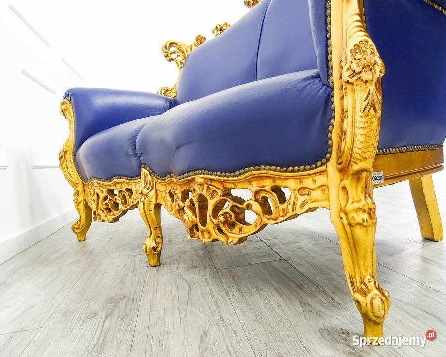 Włoski KOMPLET MEBLI do SALONU Ludwik BUK SKÓRA Kalisz