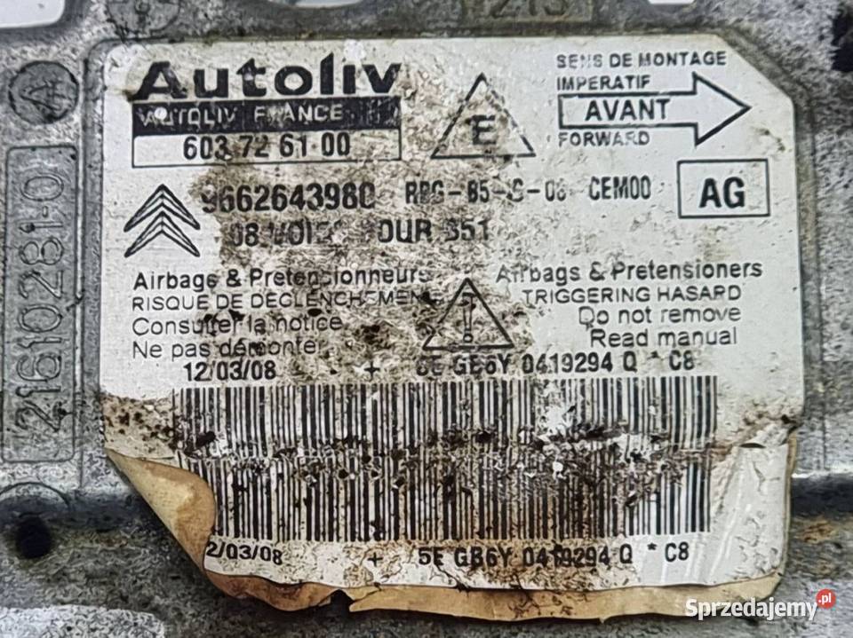 MODUŁ CITROEN C4 9662643980 AIR BAG kujawsko-pomorskie Lipno