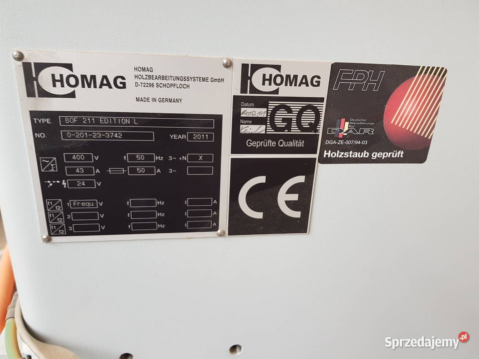 CNC Homag BOF 211 EDITION L 5OSI DRIVE 5 C Gołańcz sprzedam