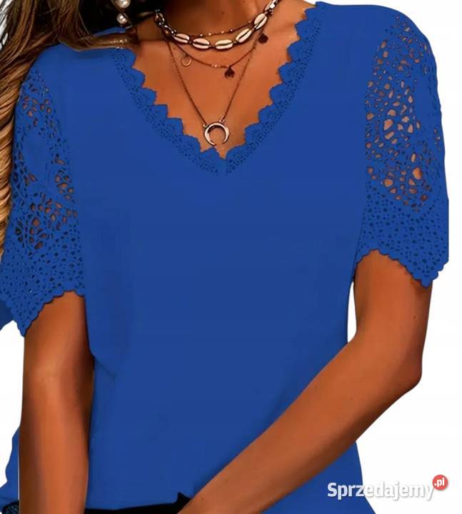 Bluzka damska elegancka z koronką biust 128 krótki Wieluń