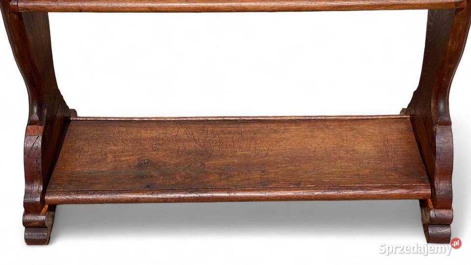 Stary rzeźbiony regał dębowy stojący 3 poziomy