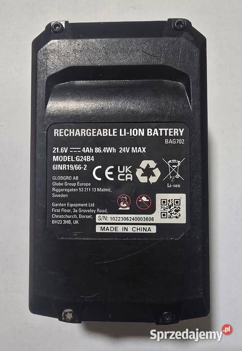 Akumulator litowojonowy Greenworks G24B4 24 V 40 Pozostałe Bobrówko