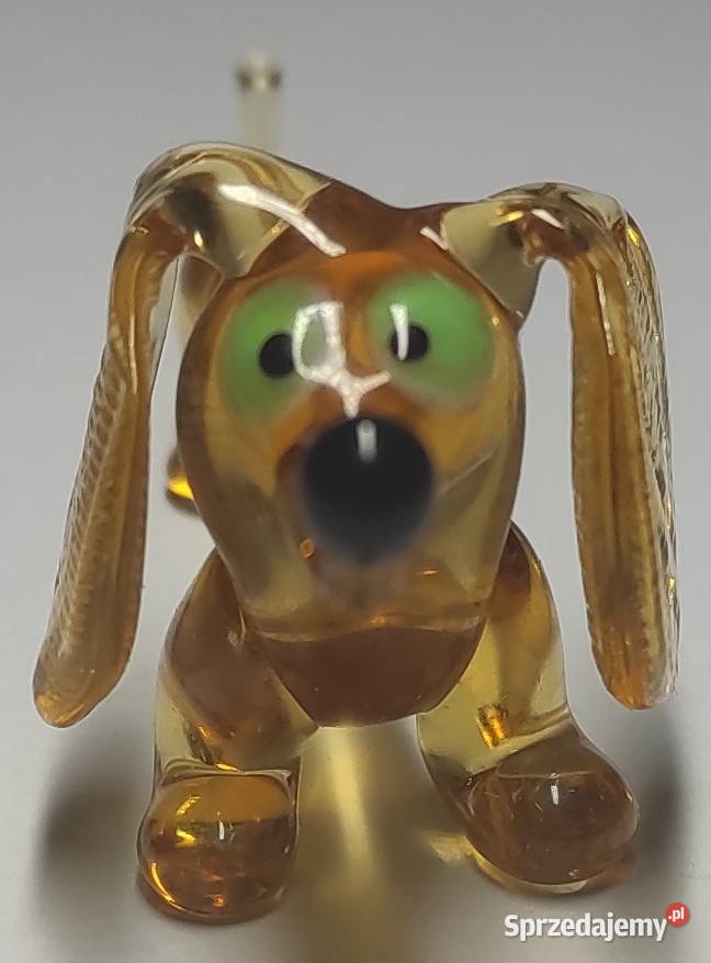 Szklany jamnik pies ze szkła bursztynowy szkło Warszawa sprzedam