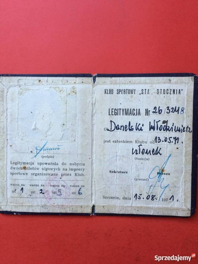 398 Legitymacja Klubu Stal Stocznia Szczecin