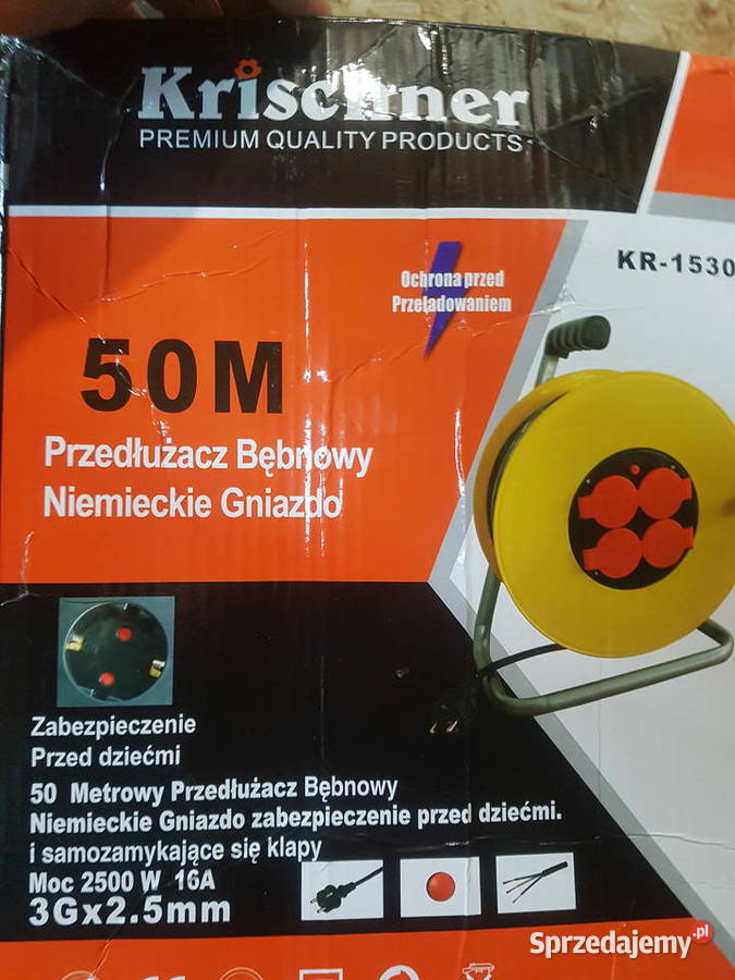 PRZEDŁUŻACZ BĘBNOWY OGRODOWY 50M 3x25mm KLAPKI Głogowa