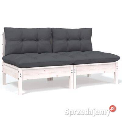 vidaXL 2-osobowa sofa ogrodowa z poduszkami, biała, drewno s