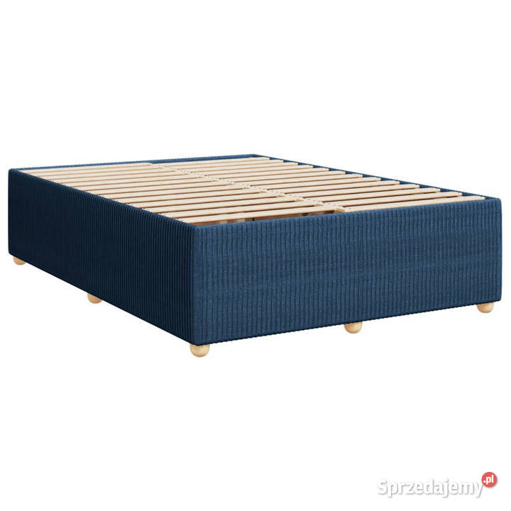 Łóżko kontynentalne z materacem niebieskie 144cm