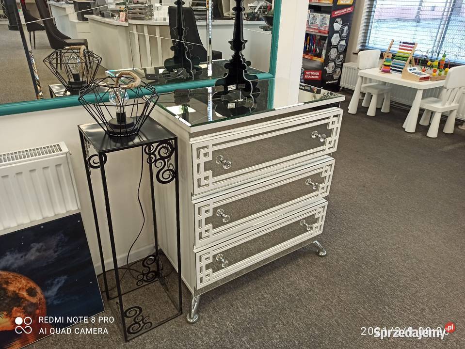 Komoda 3 szuflady Glamour lustrzana biala czarna małopolskie Nowy Sącz