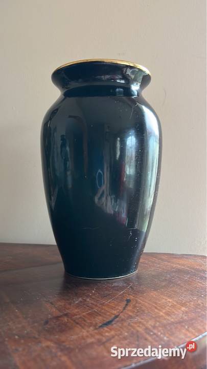 Wazon Scheirch Poreibn Czarny kobalt z kwiatami Gdańsk