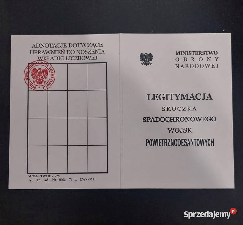Legitymacja skoczka spadochronowego