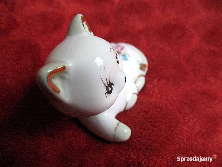 Kot kotek złocony porcelana 5 x 6 x 35 Siedlce