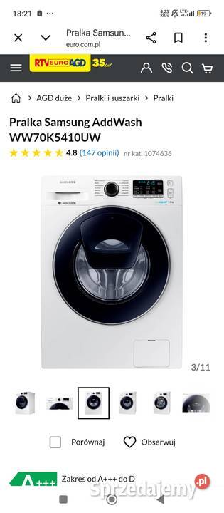 Pralka Samsung Eco bubble 7 1200obr A Digital
