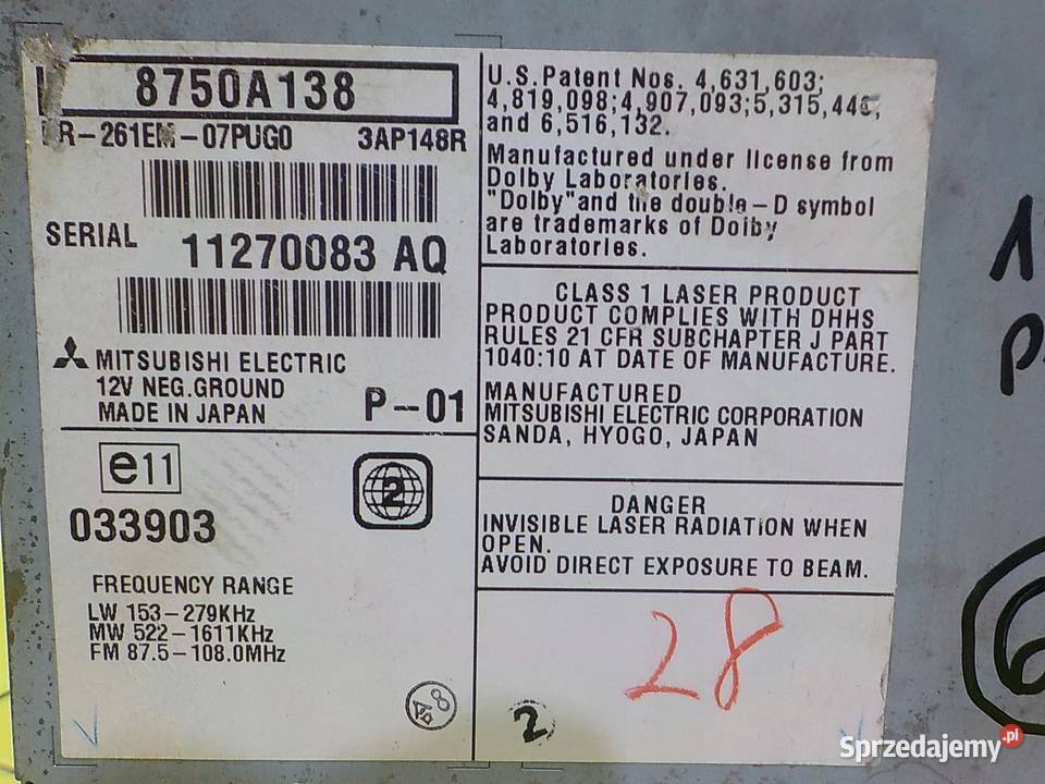 PEUGEOT 4007 22 HDI 11r radio CD 8750A138 Suków sprzedam