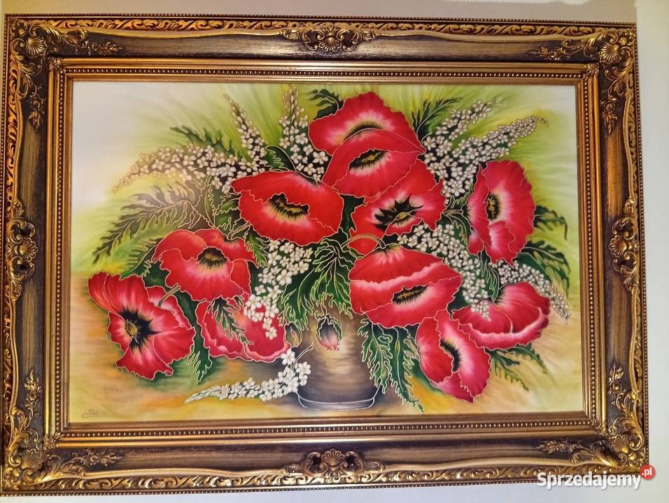 Obraz maki malowane na jedwabiu Malarstwo Starogard Gdański