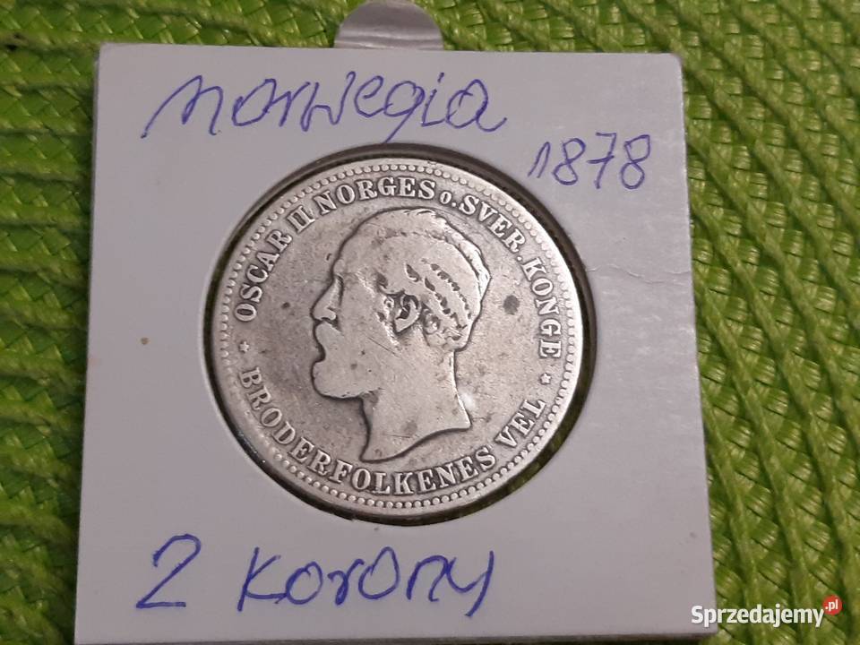 moneta srebrna Norwegii z 1878r podlaskie Łomża