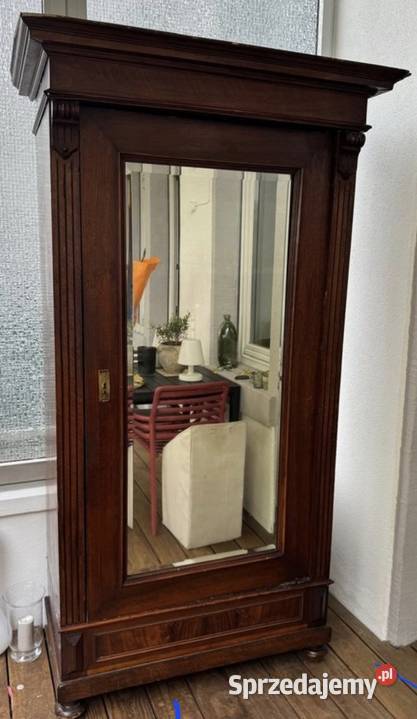 Elegancka Zabytkowa Szafa z Lustrem Drewno Strzelin