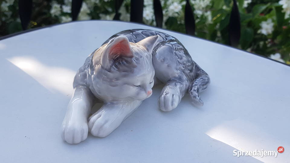 Duża porcelanowa figurka kota śląskie Myszków