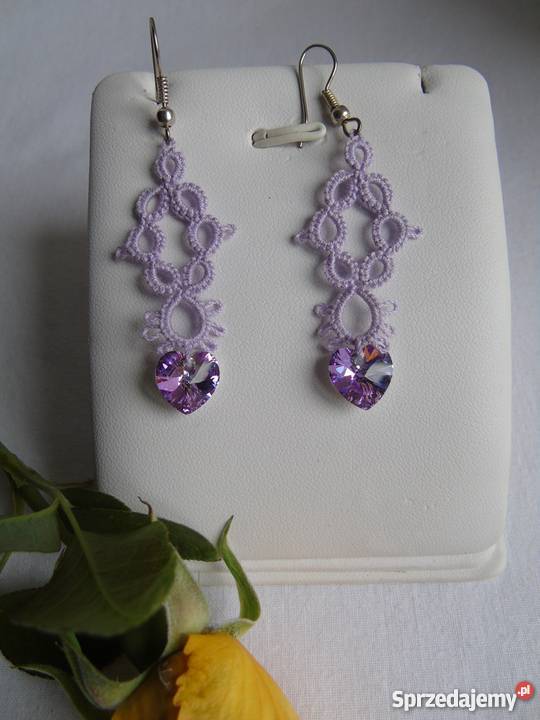 Kolczyki Frywolitkowe Wiśniowa