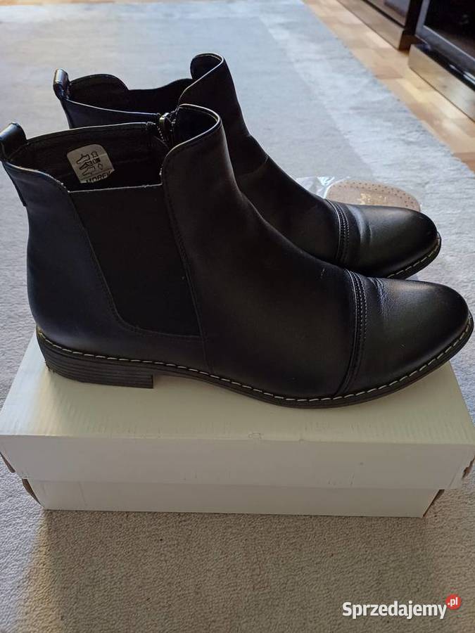 Piękne skórzane botki damskie z podeszwą Kraków