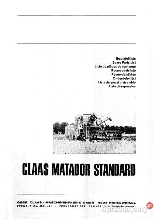 Katalog części Claas Matador standard gigant