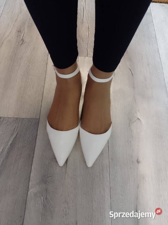 38 Ideal Shoes Białe ślubne baleriny wieczorowe Kraków