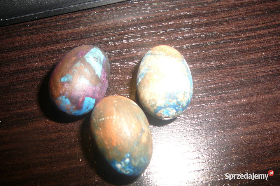 3 małe pisanki Wielkanocne PRL Wrocław